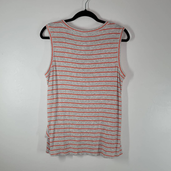 CAbi Womens Ruffle Peplum Striped Sleeveless Stretch Tank Top Gray Orange Size M - Picture 3 of 7